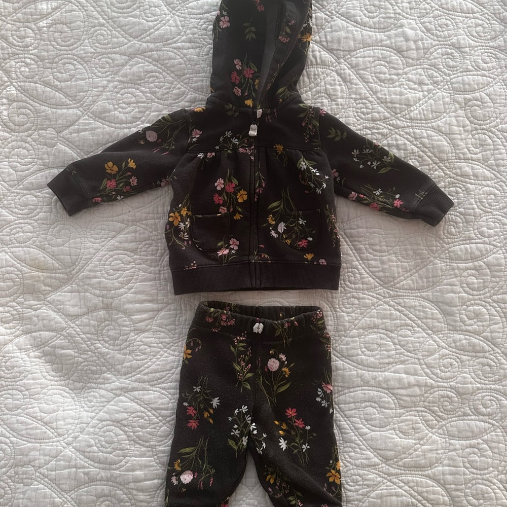 Floral Baby Hoodie and Pants Set